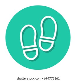 Vector Shoe Prints In Circle Line Icon 