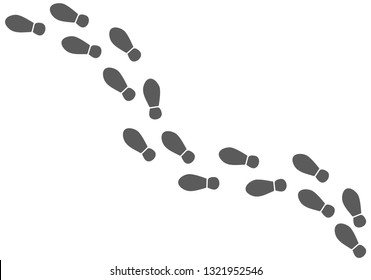 Vector shoe tracks footpath on white, stock illustration