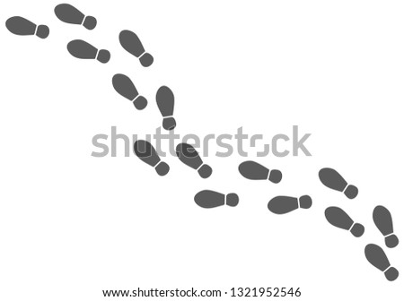 Vector shoe tracks footpath on white, stock illustration