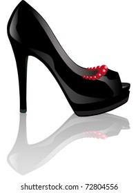 Vector of shoe of woman's heel in red color