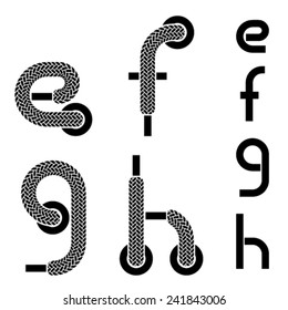 vector shoelace alphabet lower case letters e f g h