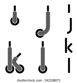 vector shoelace alphabet lower case letters i j k l