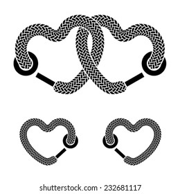 vector shoelace linked hearts black white symbols