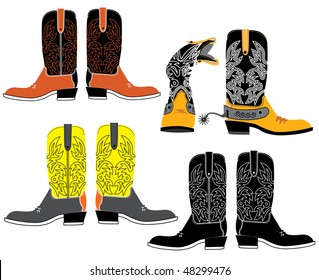 Vector shoes for cowboys on white