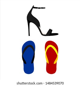 vector of shoes and footwear on a white background