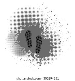 Vector Shoes Imprints on Grey Crunge Background. Halftone Background