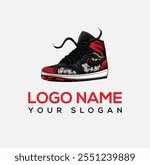 vector shoes logo Shoes logo vector, Running logo vector template Pair of new sport running shoes. Banner in a digital painting shoes minimalist line logo vector icon illustration design Illustration 