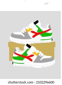 vector shoes. a pair of shoes with a simple, colorful model. This shoe design is intended for children