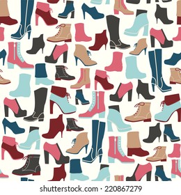 vector Shoes silhouettes seamless  background