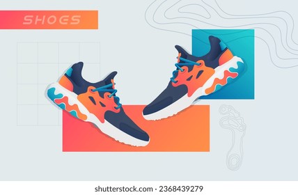 vector shoes - sports shoes with fashionable and colorful designs, lifestyle. modern background look