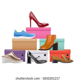 
Vector Shoes Store Concept isolated on white background