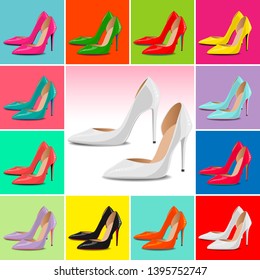 Vector shoes template, high heels