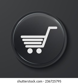 Vector shooping modern black glass circle icon. Eps10
