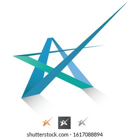 Vector Shooting Star, Ribbon Logo. Professional Business Branding, Corporate Icon.