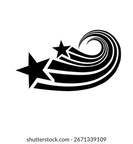 Vektor Shooting Star im Spiralstil. Illustration eines Shootingstars einzeln auf weißem Hintergrund.