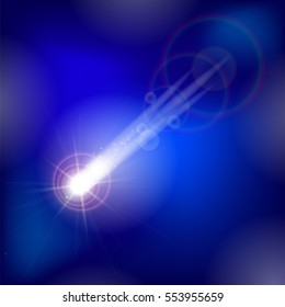 Vector Shooting Stars on Nignt Sky. Meteor Shower. Meteors Falling