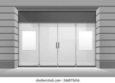 Vector Shop Boutique Store Front with Big Window and Place for Name