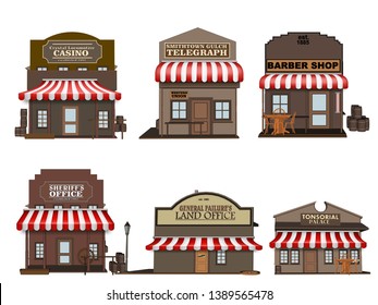 Vector shop building with white background