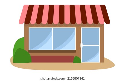Vektorgeschäft oder Café-Gebäude. Flache Illustration