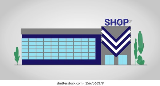Vector shop facade flat illustration. Building design element, isolated clipart. Shopping, commerce trade