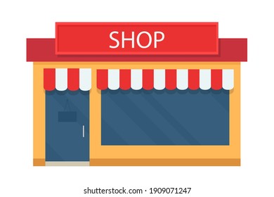 Vector shop facade isolated on white background.