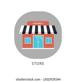 Vector shop or market store front exterior facade, vector illustration