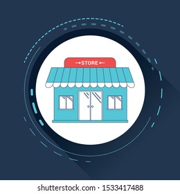 Vector shop or market store front exterior facade, vector illustration.
