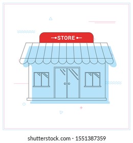 Vector shop or market store front exterior facade, vector illustration.