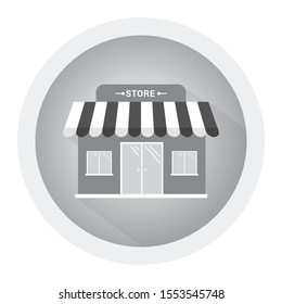 Vector shop or market store front exterior facade, vector illustration. Black and white icon