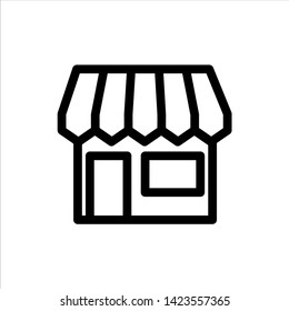 Vector shop outline web icon. black symbol with flat line style icon for web site design, logo, app, UI isolated on white background