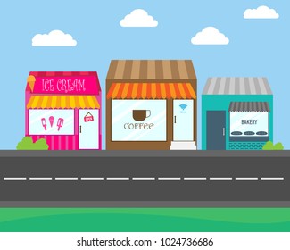 Vector shop place by the side of the road