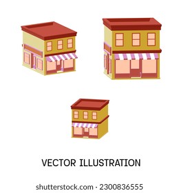 vector shop with the sign we are open