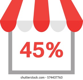 Vector shop or store icon with red 45 percent.