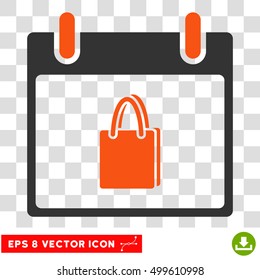 Vector Shopping Bag Calendar Day EPS vector icon. Illustration style is flat iconic bicolor orange and gray symbol on a transparent background.
