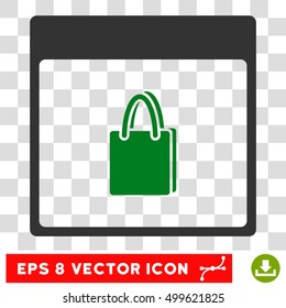 Vector Shopping Bag Calendar Page EPS vector pictogram. Illustration style is flat iconic bicolor green and gray symbol on a transparent background.