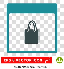 Vector Shopping Bag Calendar Page EPS vector icon. Illustration style is flat iconic bicolor soft blue symbol on a transparent background.