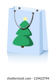 vector shopping bag with Christmas tree and a star
