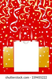 Vector shopping bag with confetti