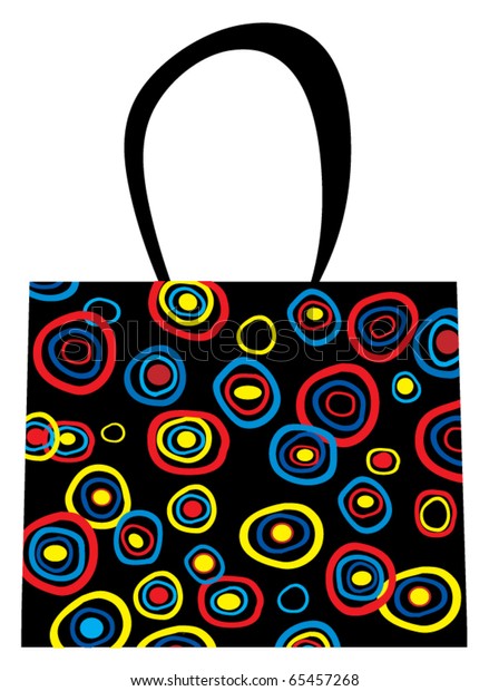 Vector Shopping Bag Decorated Retro Circles Stock Vector Royalty