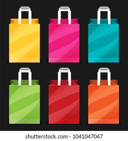 Vector shopping bag flat vector icon set