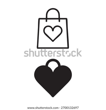 Vector Shopping bag with heart different style icon