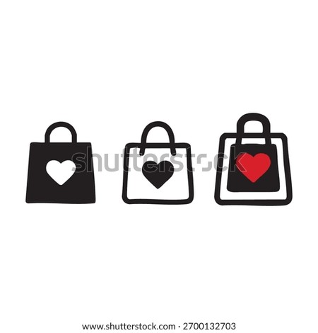 Vector Shopping bag with heart different style icon