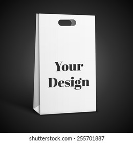 Vector shopping bag icon . Illustration isolated on Black  background.