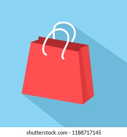 Vector shopping bag Icon on blue with long shadow