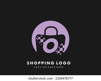bolsa de compras vectorial circunferencia aislada con letra o, icono de compras rápidas , Tienda creativa rápida, plantillas de logotipo de compras rápidas creativas.