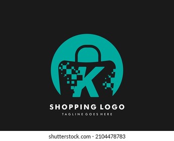 vector shopping bag isolated circle with Letter k, Fast Shopping icon , Creative Fast Shop, Creative Fast Shopping logo templates.