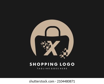 vector shopping bag isolated circle with Letter x, Fast Shopping icon , Creative Fast Shop, Creative Fast Shopping logo templates.