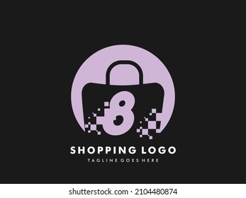 vector shopping bag isolated circle with number 8, Fast Shopping icon , Creative Fast Shop, Creative Fast Shopping logo templates.