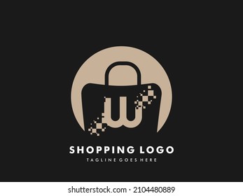 vector shopping bag isolated circle with Letter w, Fast Shopping icon , Creative Fast Shop, Creative Fast Shopping logo templates.