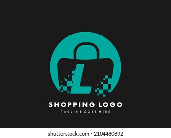 vector shopping bag isolated circle with Letter l, Fast Shopping icon , Creative Fast Shop, Creative Fast Shopping logo templates.